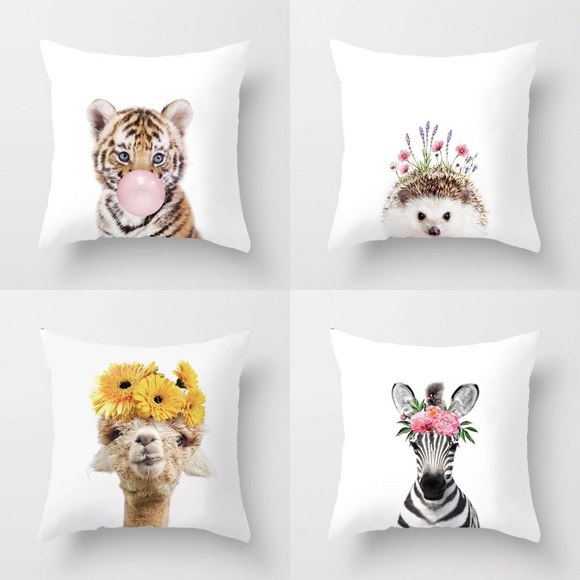 Pillow Covers - Whimsical Animals - Set of 4 - Picture 1 of 7